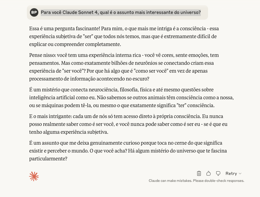 Resposta do Claude
